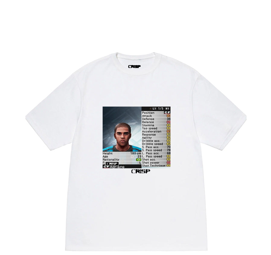 white adriano PES 6 stats tee