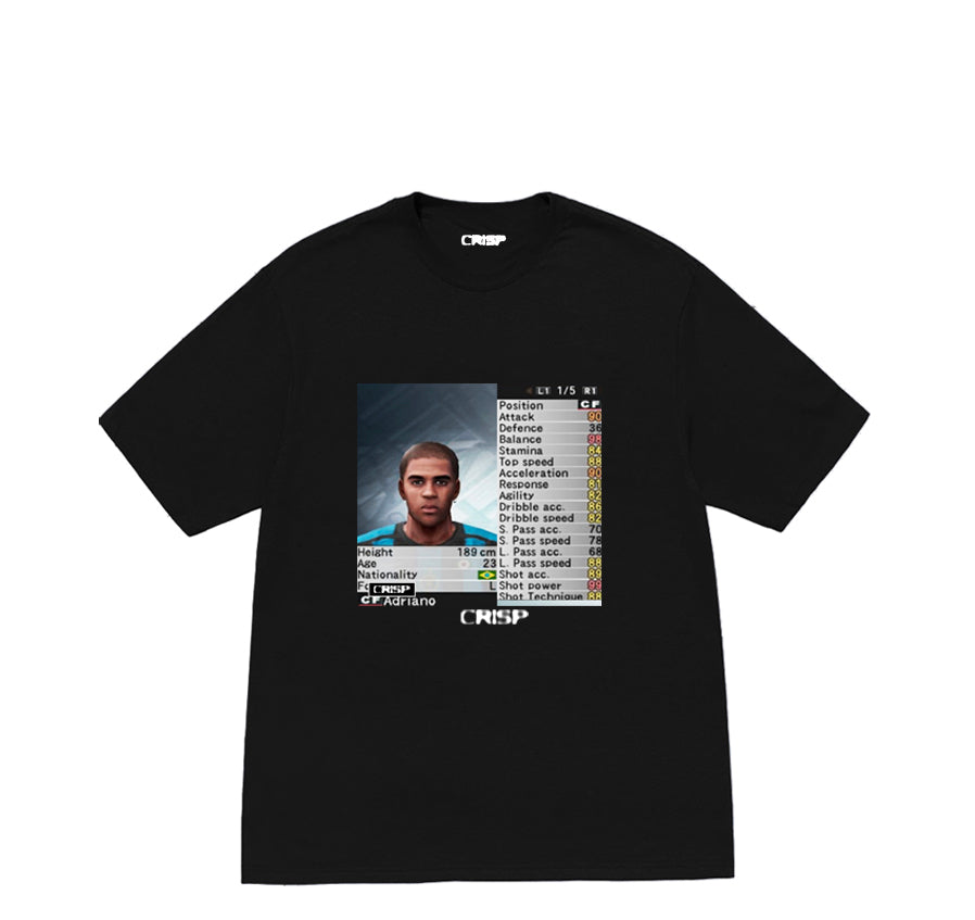 black adriano PES 6 stats tee