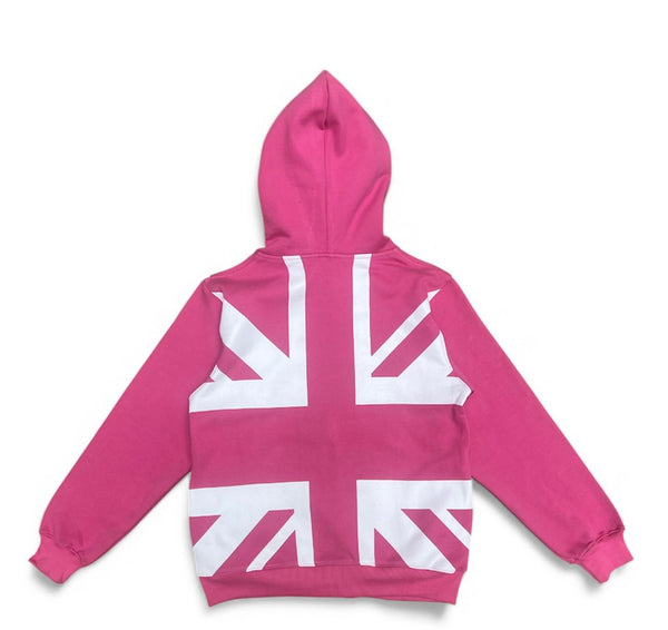 Pink Union Jack Fur Hoodie