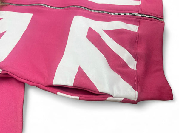 Pink Union Jack Fur Hoodie